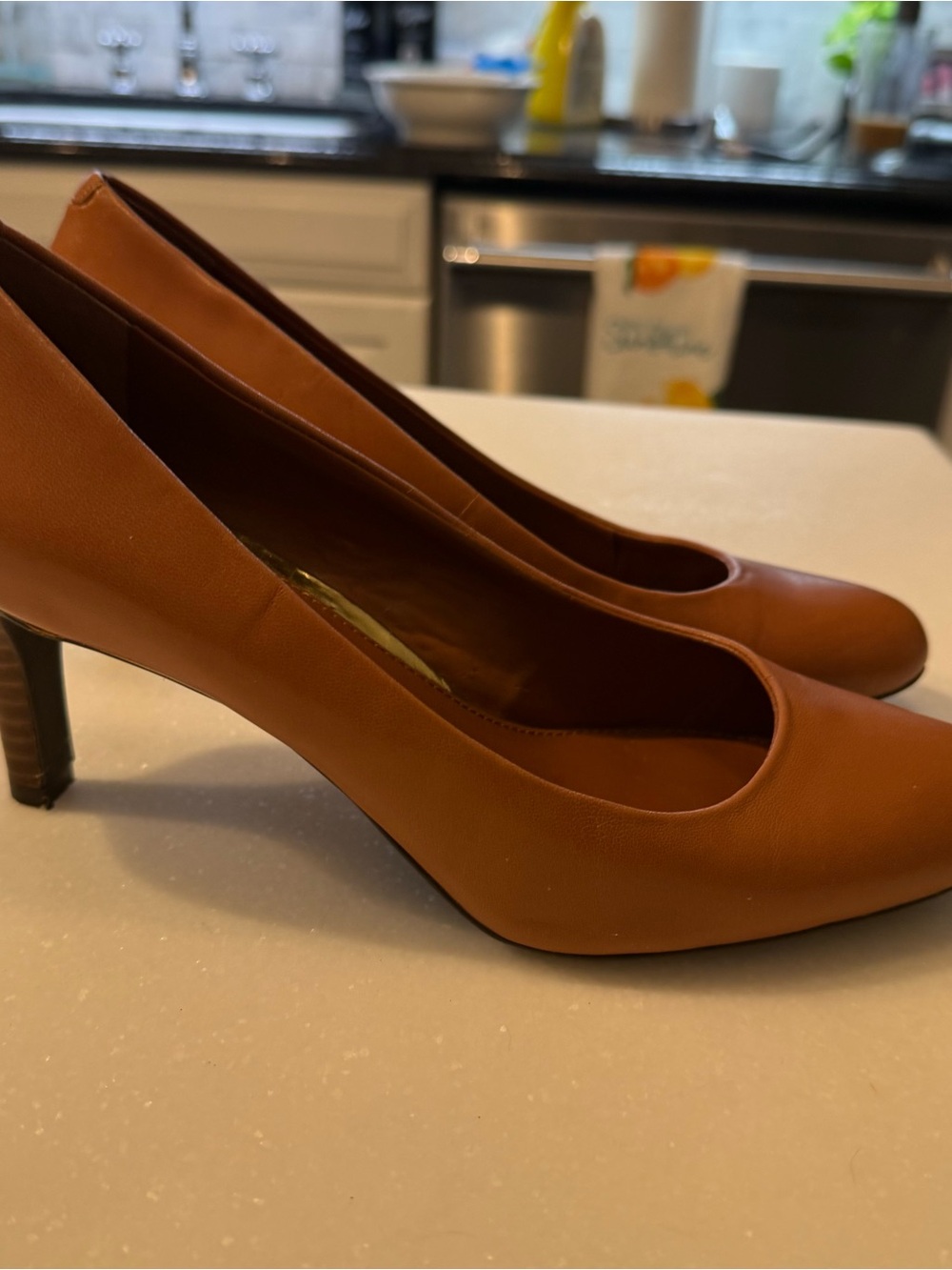 Lauren Ralph Lauren Harper Pumps/ Heels Tan Kidskin Leather Round Toe Sz 7.5 - Picture 12 of 14